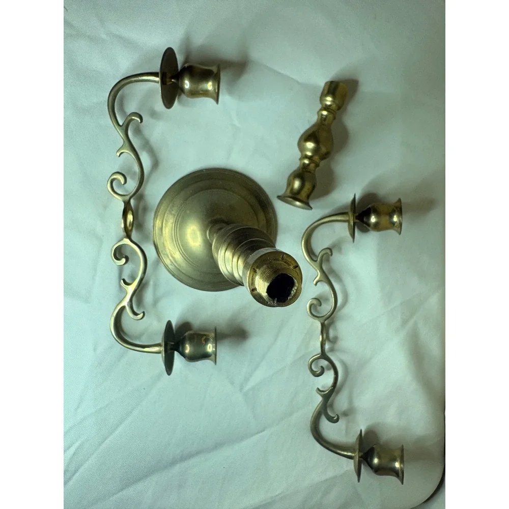 Vintage Brass 5 Light Candelabra 15 Inch Tall 5 Candle Holder Made in Thailand